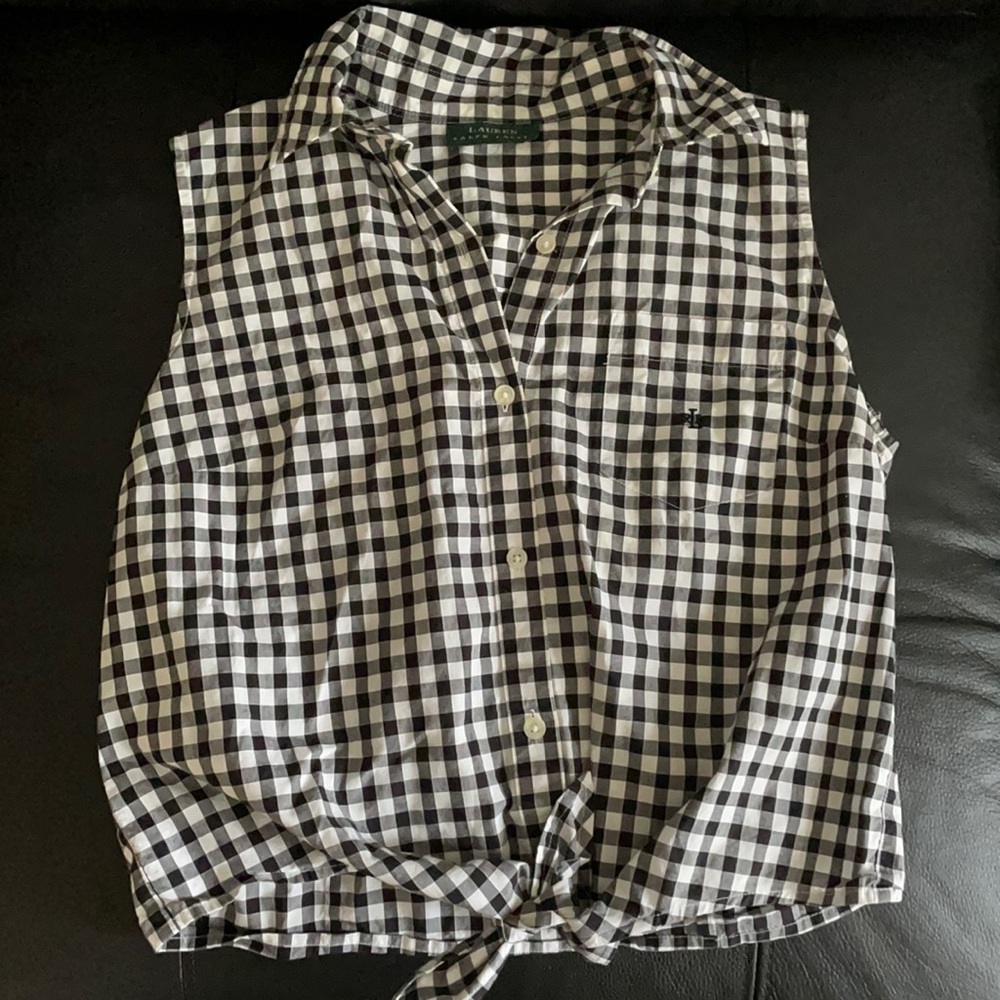 Vintage Ralph Lauren tank top button down tie top